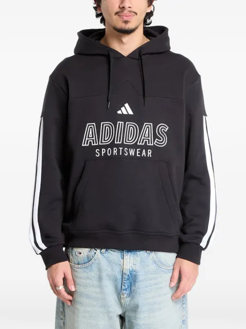 adidas House Of Tiro logo-print 3-Stripes hoodie Black JC9402