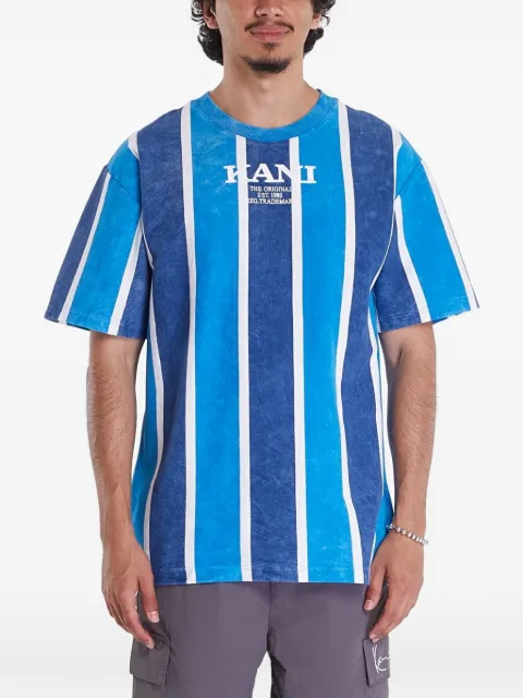 karl kani logo-detail striped T-shirt Blue KM2420051