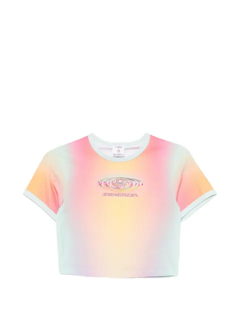 Casablanca printed cropped T-shirt Blue WSS26JTS01001