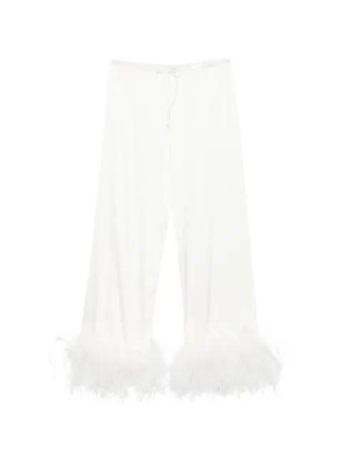 Oséree feather-trim drawstring trousers White BSPF268