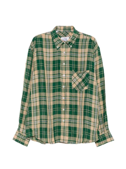 LC23 check-pattern button-down shirt Green S506