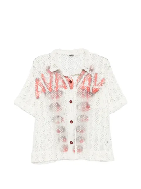 AVAVAV logo-print open-knit shirt White S26N0849