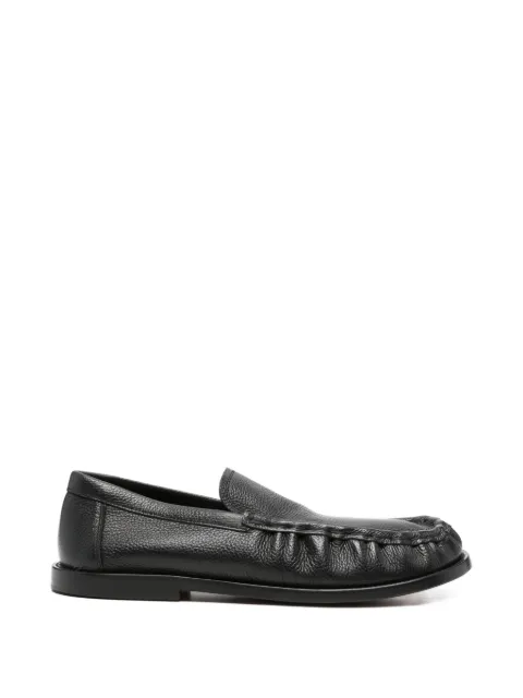 Paura grained-leather gathered loafers Black 15DP90010000001
