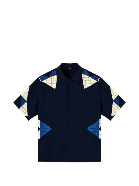 A.P.C. patchwork grid-pattern shirt Blue COHOPH12654
