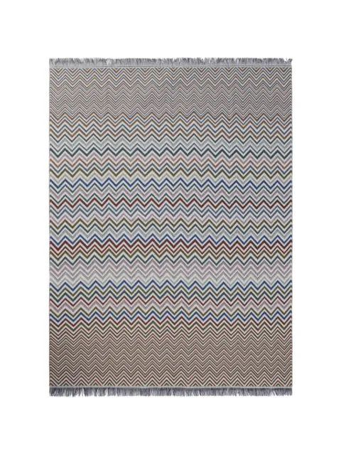 Missoni Home Antwan zigzag-knit fringed blanket Neutrals 1A3PL99009