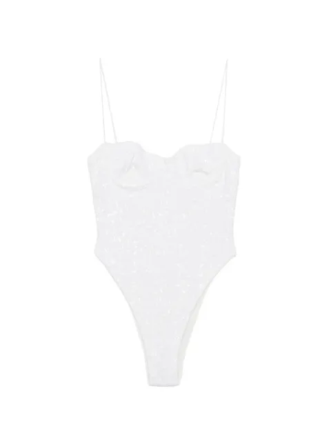 Oséree sequin-embellished underwired swimsuit White PBS249