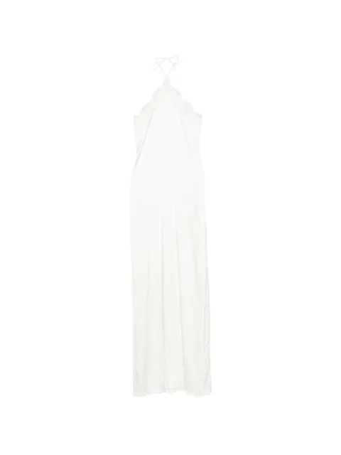 Oséree lace-trim halterneck dress White BLNF268PRL