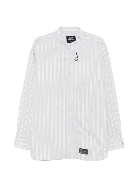 Oakley vertical-stripe band-collar shirt Grey FOA408805