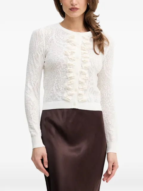 OUI ruffled pointelle-knit cardigan White 96611