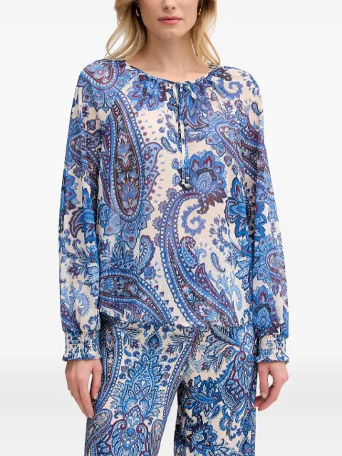 OUI paisley-print tie-neck blouse Blue 96462