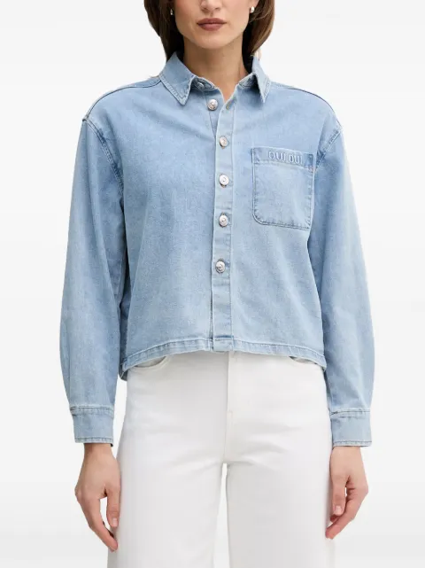 OUI logo-embroidered denim shirt Blue 96464