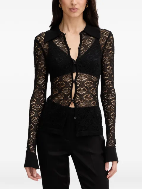 Silvian Heach lace-knit polo-collar cardigan Black CVP26006CD
