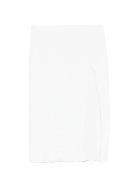 Oséree sequin-embellished side-slit midi skirt White PSF235