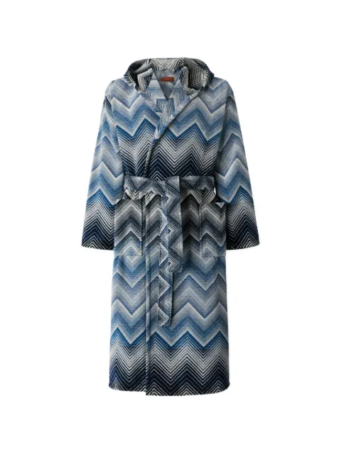 Missoni Home zigzag-print hooded bathrobe Blue 1E3AC99105