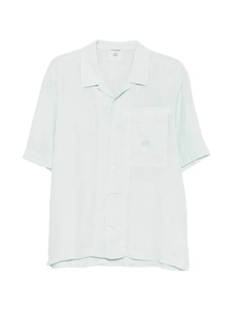 C.P. Company linen boxy short sleeve button shirt Blue 20CMSH258A110533G804