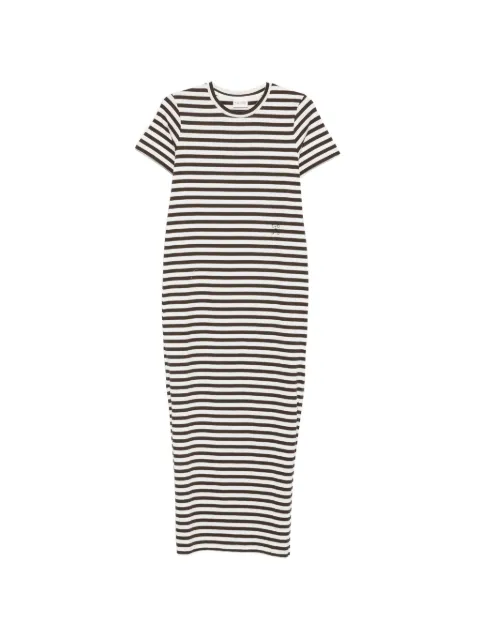 Closed striped logo-print dress Brown C9860044HST