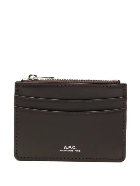 A.P.C. logo-print leather wallet Brown PXAWVH63669