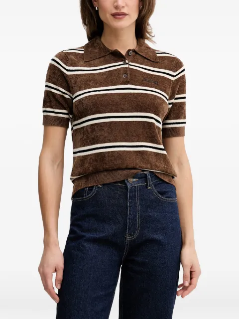 OUI striped terry-texture polo shirt Brown 96760