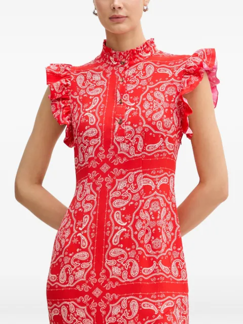 NEVER FULLY DRESSED paisley-print ruffled midi dress Red NFDDR3261