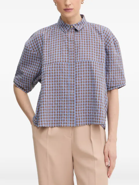 Sessùn Florentina gingham-check short-sleeve shirt Blue 26210041