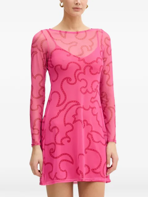 NEVER FULLY DRESSED abstract-print mesh mini dress Pink NFDDR3210