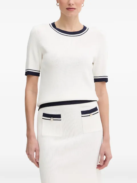 Joop! Kirela contrast-trim short-sleeve sweater White 30101614