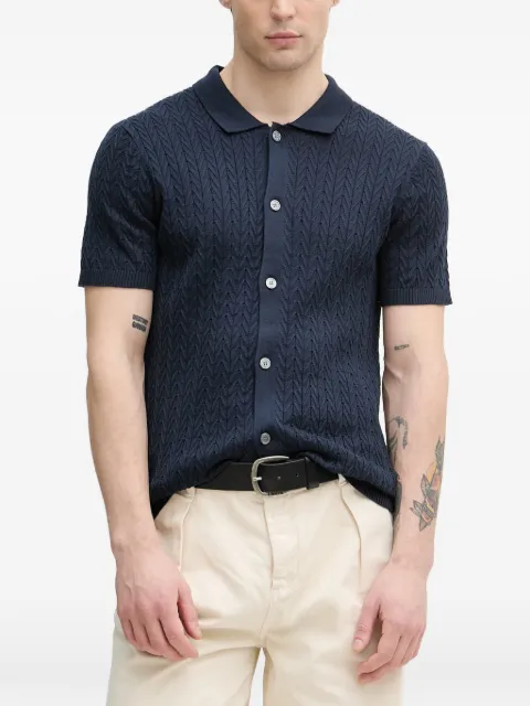 Joop! Tristao chevron-knit short-sleeve shirt Blue 30101510