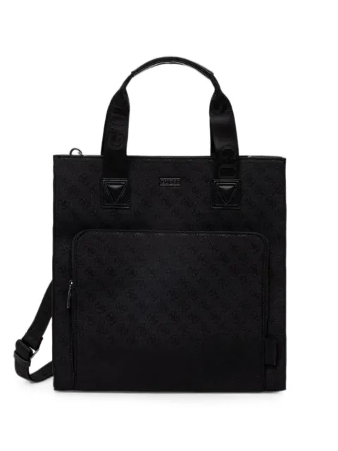 GUESS USA Boston monogram-pattern logo-strap tote bag Black HMBOSTP6246