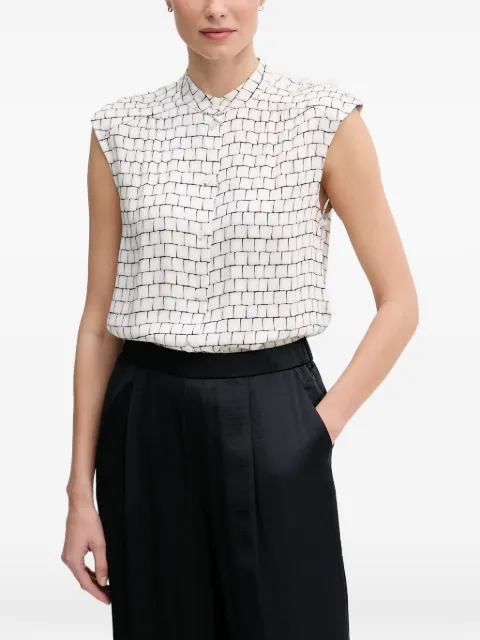 Marc Aurel geometric-print sleeveless shirt White 5314A11161