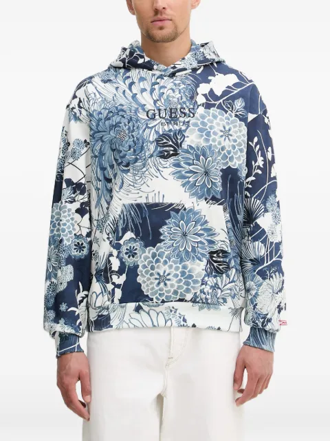 GUESS USA floral-print hoodie Blue M6GQ03K2826