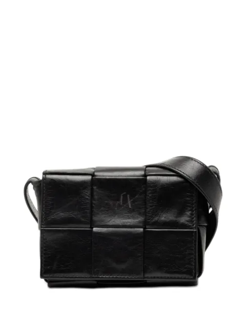 Bottega Veneta Pre-Owned 2012-2026 Candy Paper Calfskin Intrecciato Cassette crossbody bag Black LEBANYB47GT0XJ6X