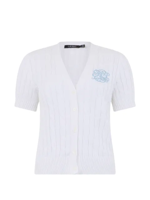 Lauren Ralph Lauren cable-knit embroidered cardigan White 200P08808