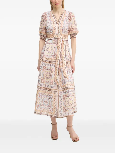 Hale Bob Bess paisley-print belted midi dress Neutrals 5ZTM672A
