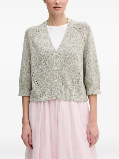 Mos Mosh Lizet pointelle-knit button-up cardigan Green 177670