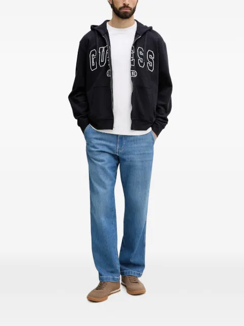 GUESS USA logo-embroidered zip-up hoodie Black M6GQ24K3486