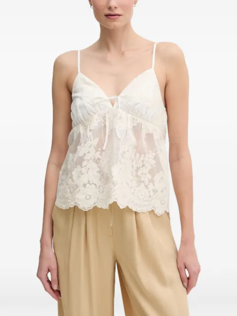 Gaudi floral-embroidered scalloped-edge top White 611FD45029