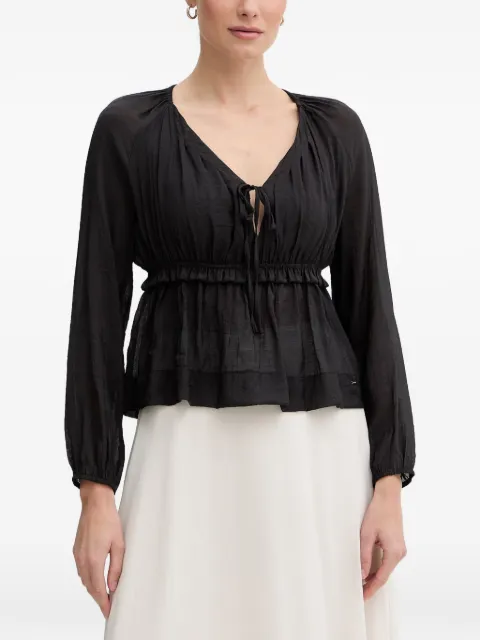 Gaudi ruffled tie-fastening blouse Black 611FD45032