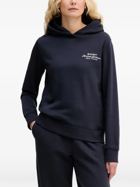 Gant logo-embroidered hoodie Blue 4201486