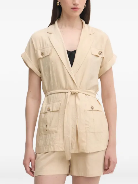 Gaudi belted crinkled-effect shirt Neutrals 611FD35020