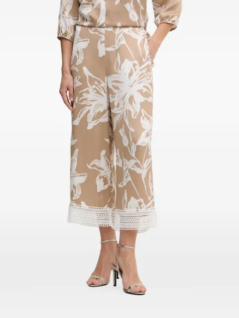 Joseph Ribkoff floral-print lace-trim trousers Neutrals 261023