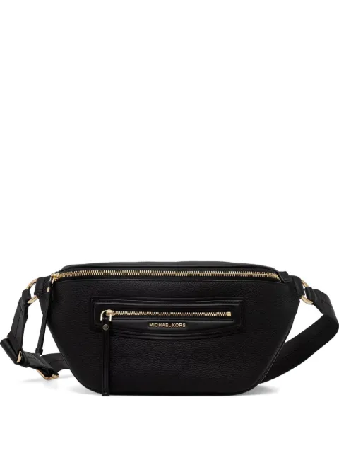 Michael Michael Kors medium logo-plaque pebbled-leather belt bag Black 30S6GTVM2L