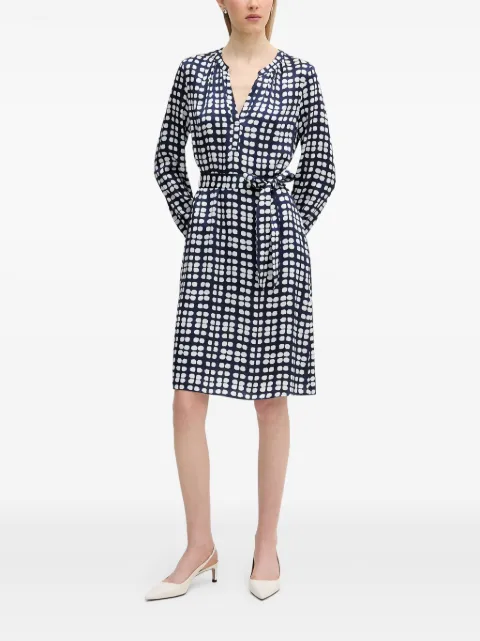 Marc Aurel geometric-print belted midi dress Blue 6245A11109