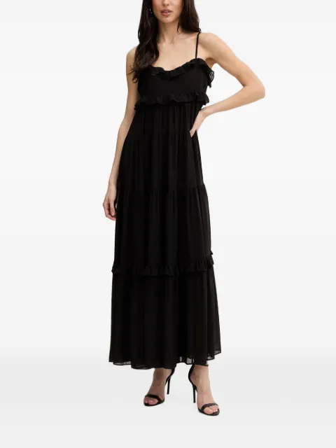 Michael Michael Kors ruffled georgette tiered maxi dress Black MS683E37R3