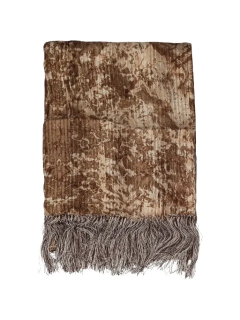 Valentino Garavani Pre-Owned abstract-print fringed scarf Brown WCV241066