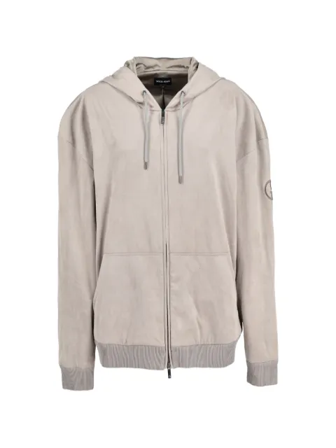Giorgio Armani Pre-Owned logo zip-up hoodie Neutrals WCV112502