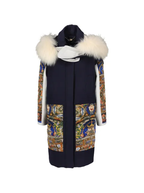 Just Cavalli Vintage graphic-print hooded coat Blue CVM26616