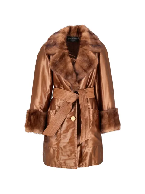 Mario Borsato Vintage belted fur-trim coat Brown CVM26698