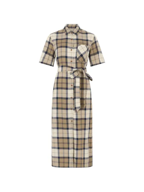 Barbour Fern tartan-print midi dress Neutrals LDR0988