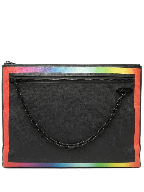 Louis Vuitton Pre-Owned 2019 Taiga Rainbow Pochette A4 clutch bag Black G3YMFZGAYKV0MWNR