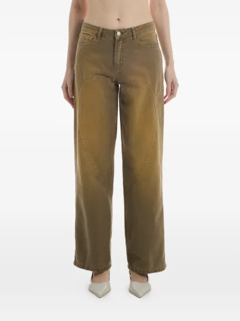 CARNE BOLLENTE Love Pants Forever heart-motif topstitched jeans Brown SS26DP0501